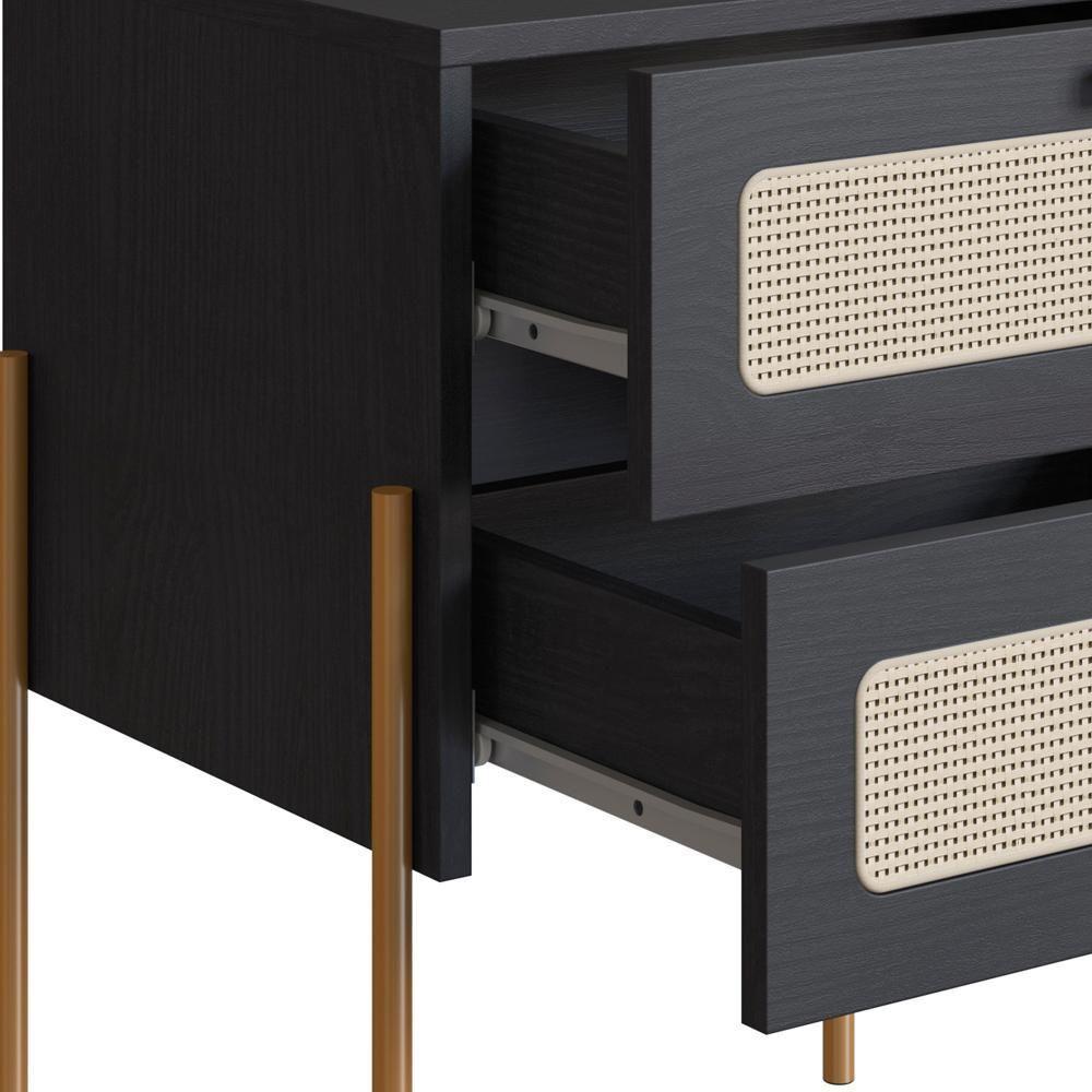 Kit 02 Mesas De Cabeceira Palhinha 28933 Linha Oslo Nero Artesano Nero - 5