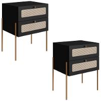 Kit 02 Mesas De Cabeceira Palhinha 28933 Linha Oslo Nero Artesano Nero - 1