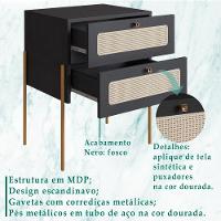 Kit 02 Mesas De Cabeceira Palhinha 28933 Linha Oslo Nero Artesano Nero - 7