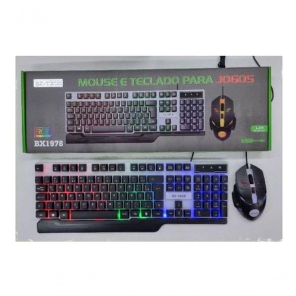 Kit Teclado E Mouse Led Com Fio Bx1978 Rgb Retroiluminado - 1