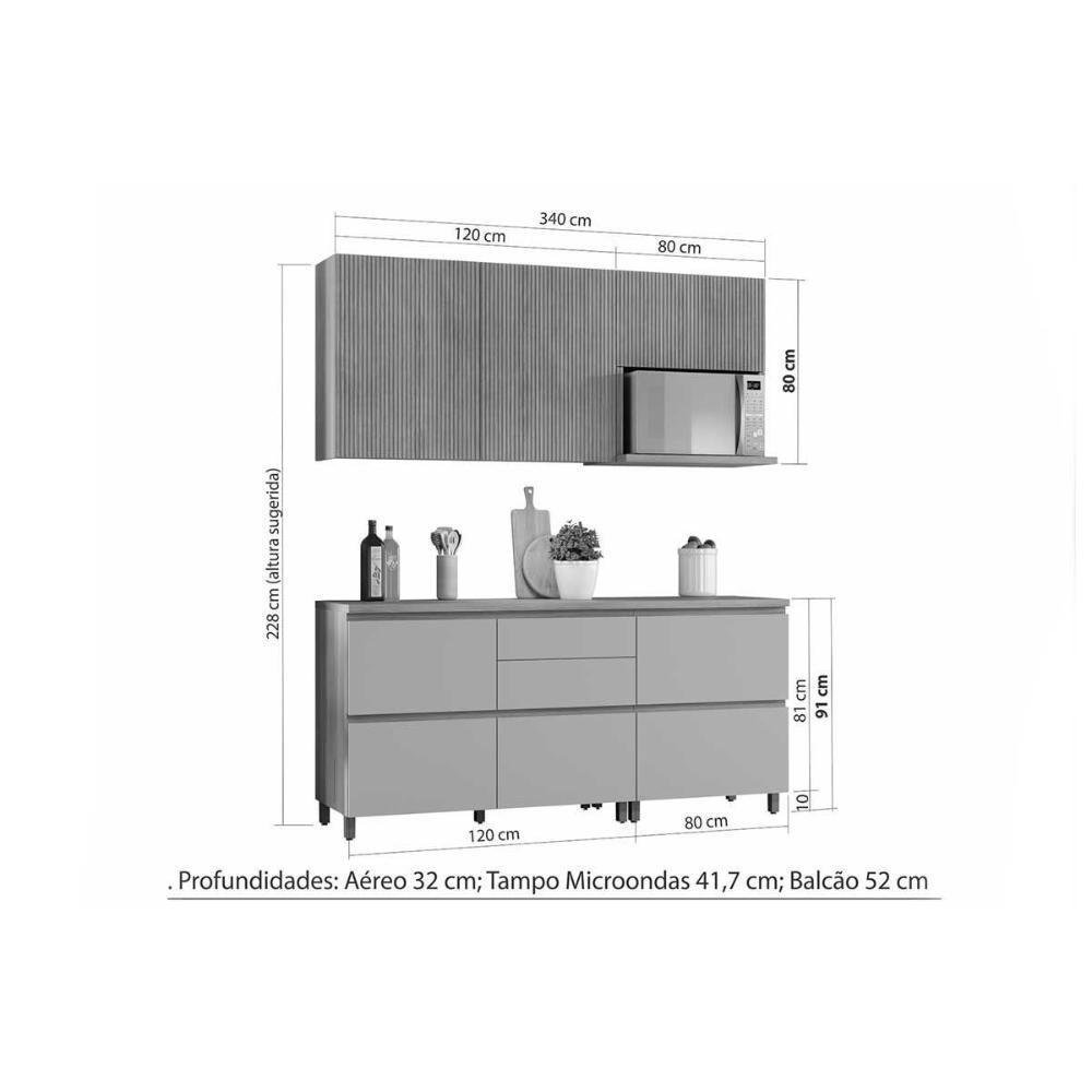 Armário de Cozinha Modulado Completa Rainha 4 Peças Nature/Verde - Nesher - 10
