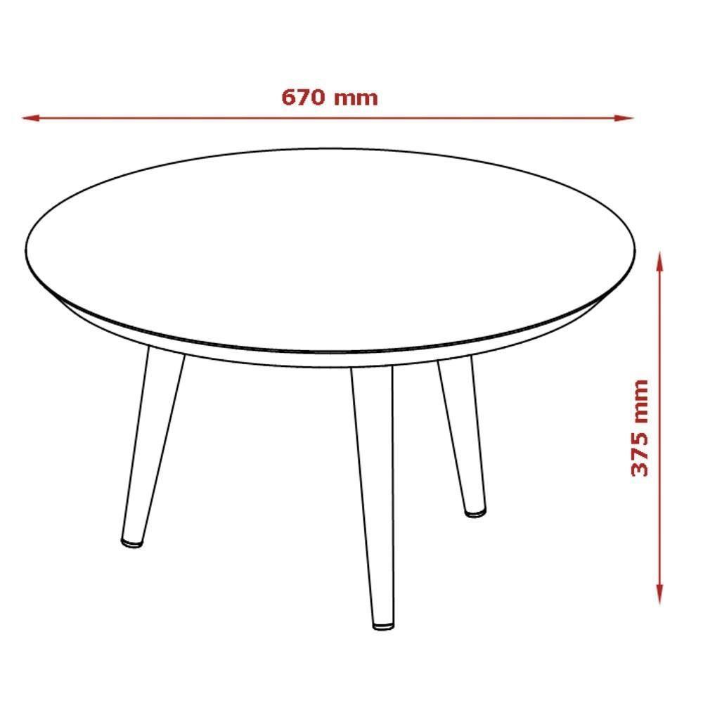 Mesa De Centro Redonda Pés Madeira Luna 670 Off White - 2