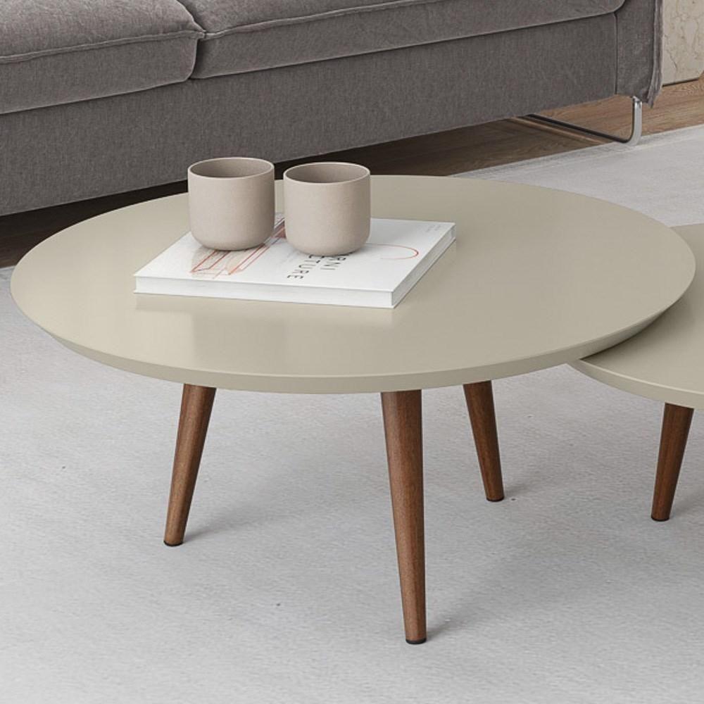 Mesa De Centro Redonda Pés Madeira Luna 670 Off White - 3