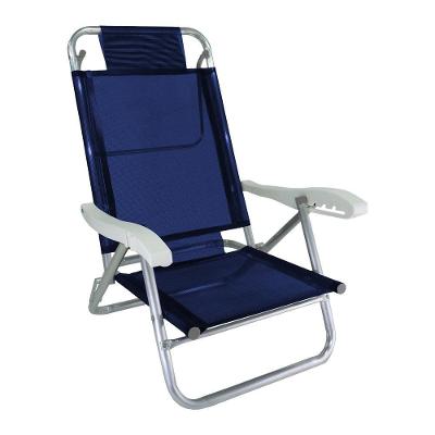 Cadeira De Praia Alumínio 5 Posições Banho De Sol Zaka Cor:azul Marinho Azul Marinho