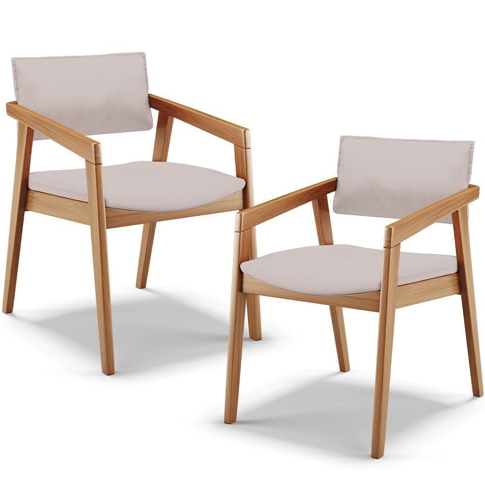 Kit 02 Cadeiras Para Sala De Jantar Estar Living Giorgia B04 Linho Bege - Lyam Decor - 1