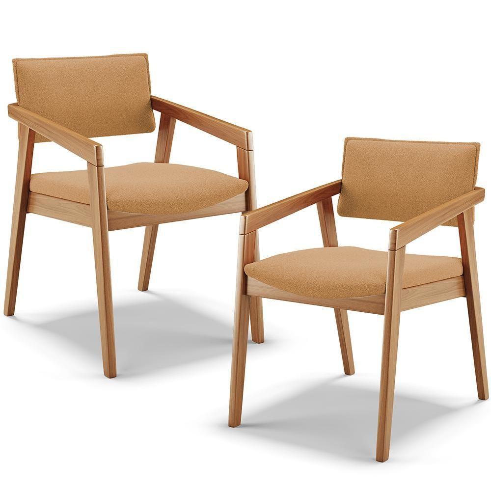 Kit 02 Cadeiras Para Sala De Jantar Estar Living Giorgia B04 Bouclê Mostarda - Lyam Decor - 1