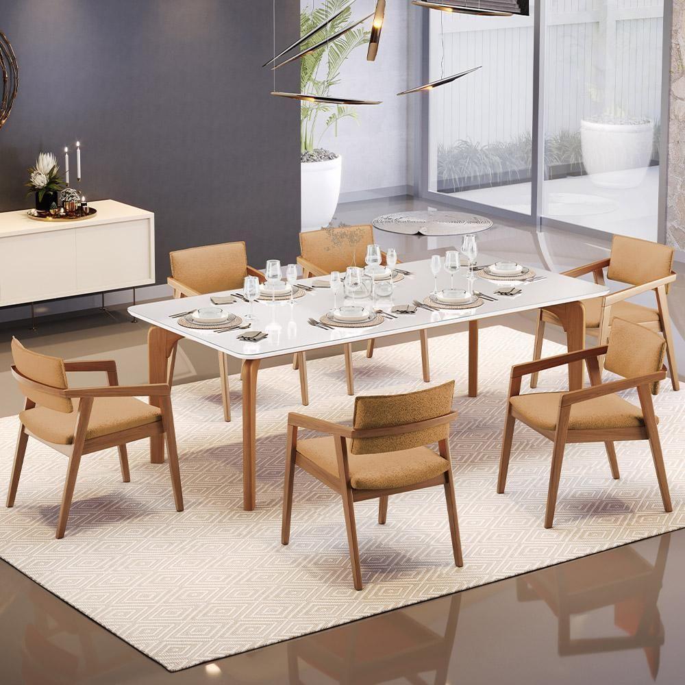 Kit 02 Cadeiras Para Sala De Jantar Estar Living Giorgia B04 Bouclê Mostarda - Lyam Decor - 7