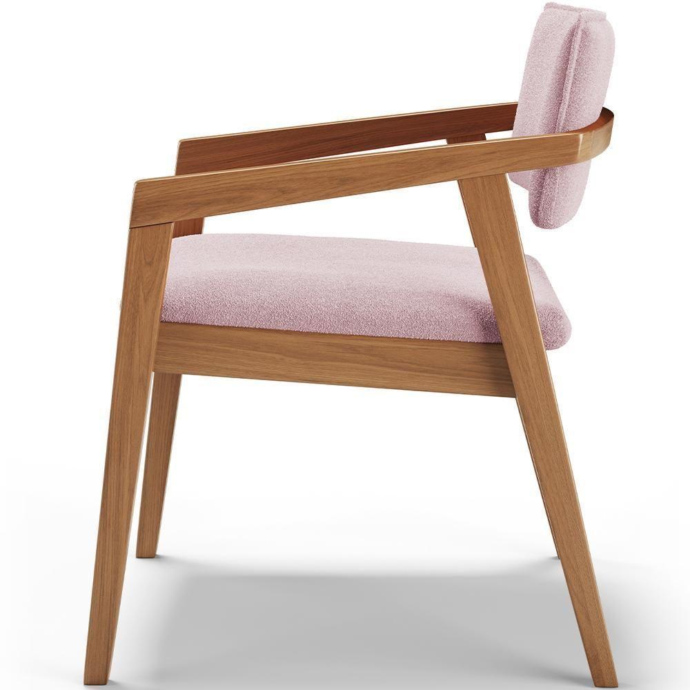 Kit 02 Cadeiras Para Sala De Jantar Estar Living Giorgia B04 Bouclê Rosê - Lyam Decor - 4