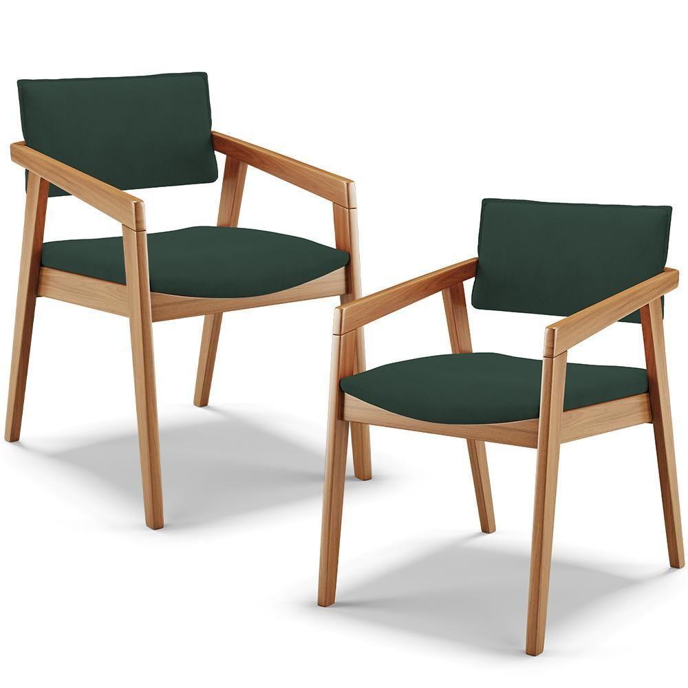 Kit 02 Cadeiras Para Sala De Jantar Estar Living Giorgia B04 Suede Verde Musgo - Lyam Decor - 1