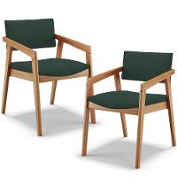Kit 02 Cadeiras Para Sala De Jantar Estar Living Giorgia B04 Suede Verde Musgo - Lyam Decor - 1