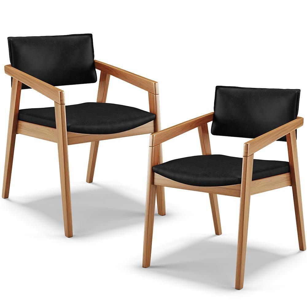 Kit 02 Cadeiras Para Sala De Jantar Estar Living Giorgia B04 Couríssimo Preto Brilho - Lyam Decor - 1