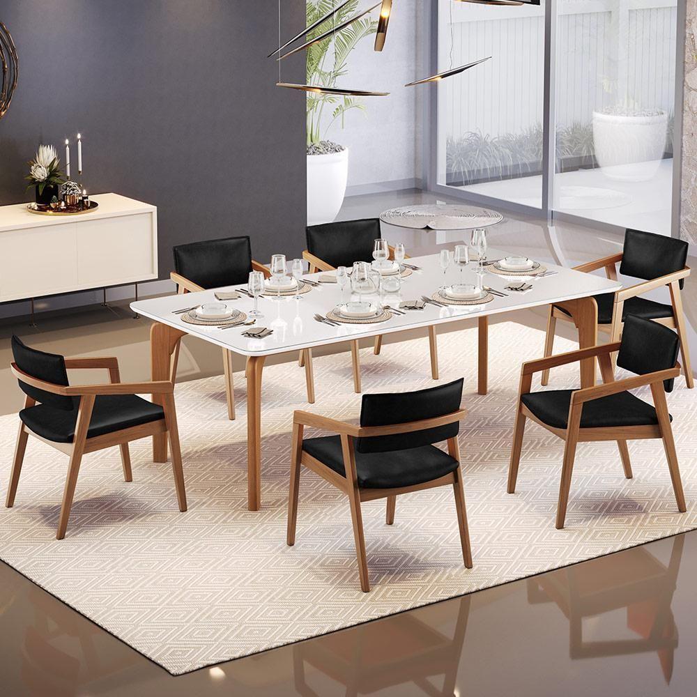 Kit 02 Cadeiras Para Sala De Jantar Estar Living Giorgia B04 Couríssimo Preto Brilho - Lyam Decor - 5