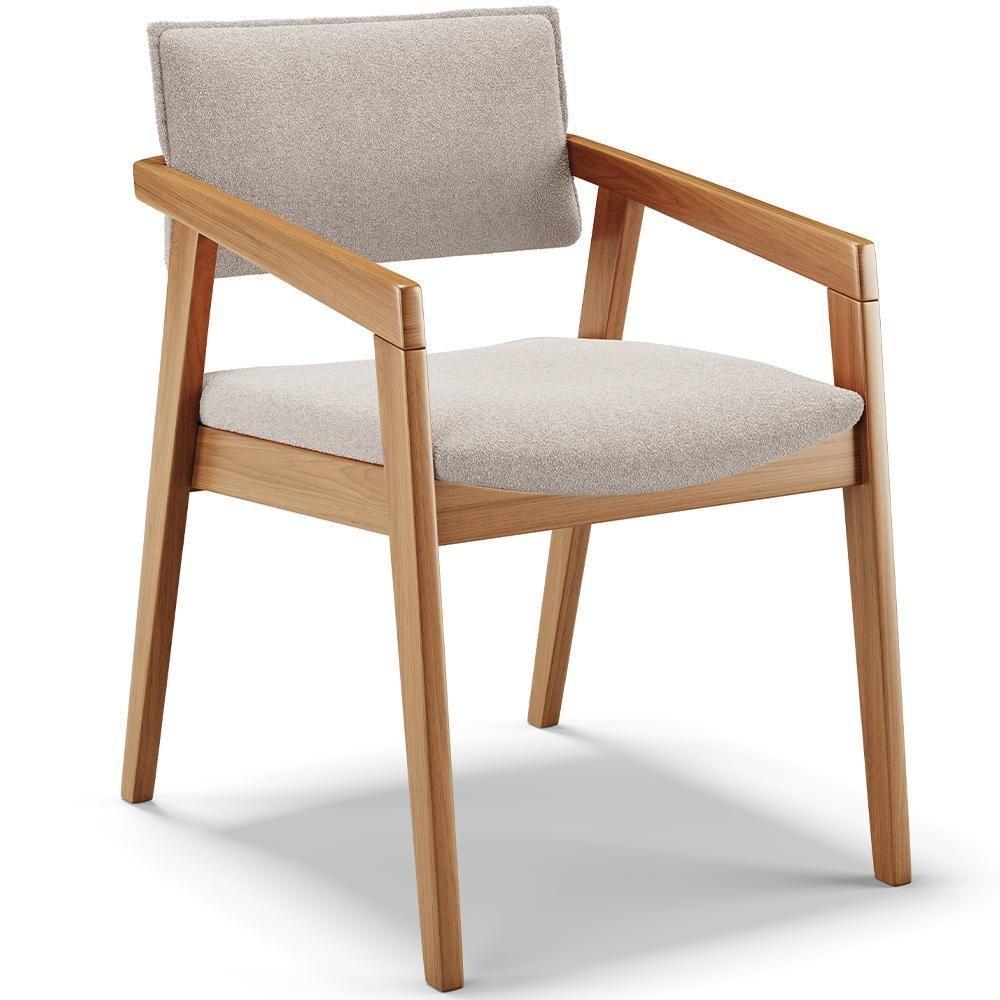 Cadeira Para Sala De Jantar Estar Living Giorgia B04 Bouclê Creme - Lyam Decor - 1