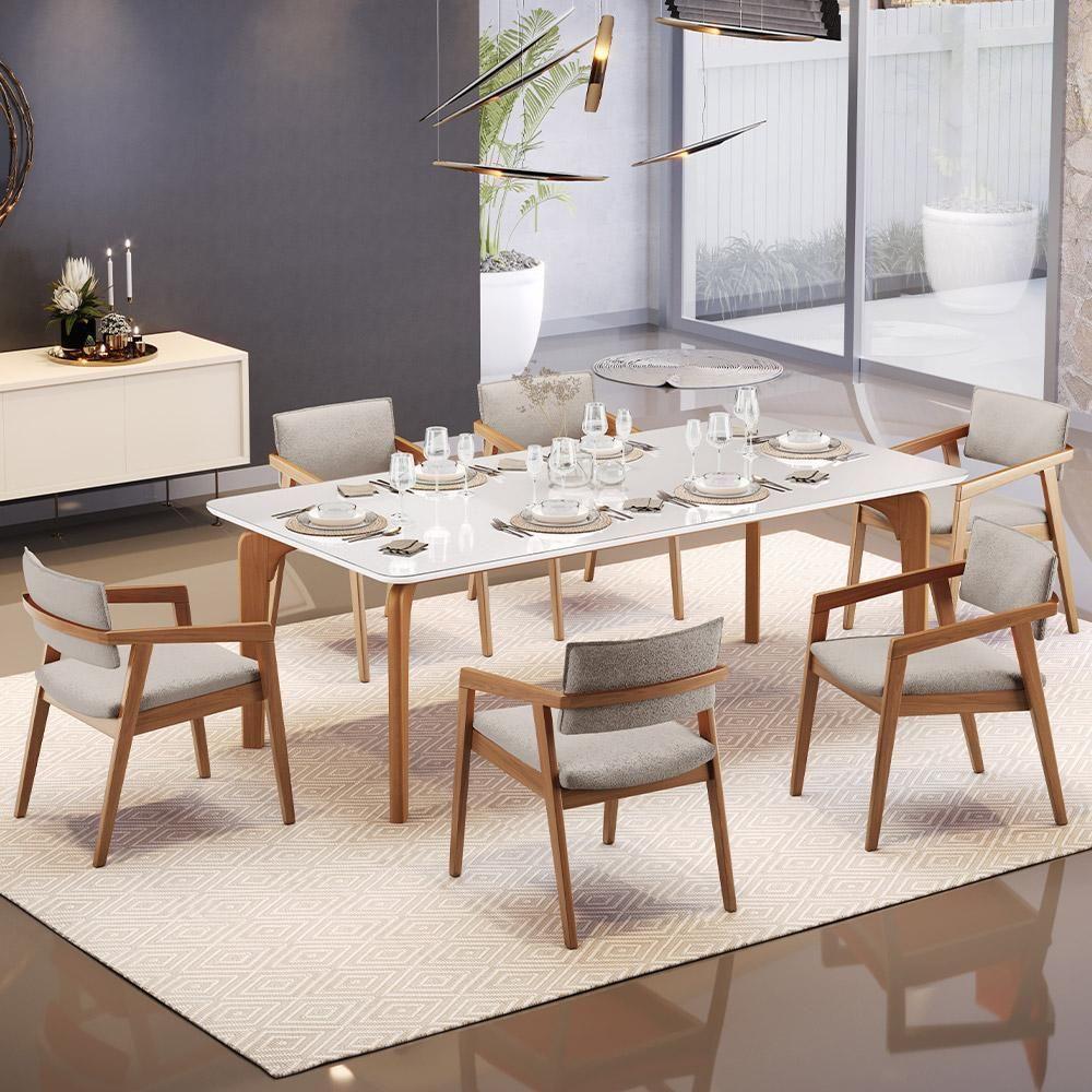 Cadeira Para Sala De Jantar Estar Living Giorgia B04 Bouclê Creme - Lyam Decor - 4