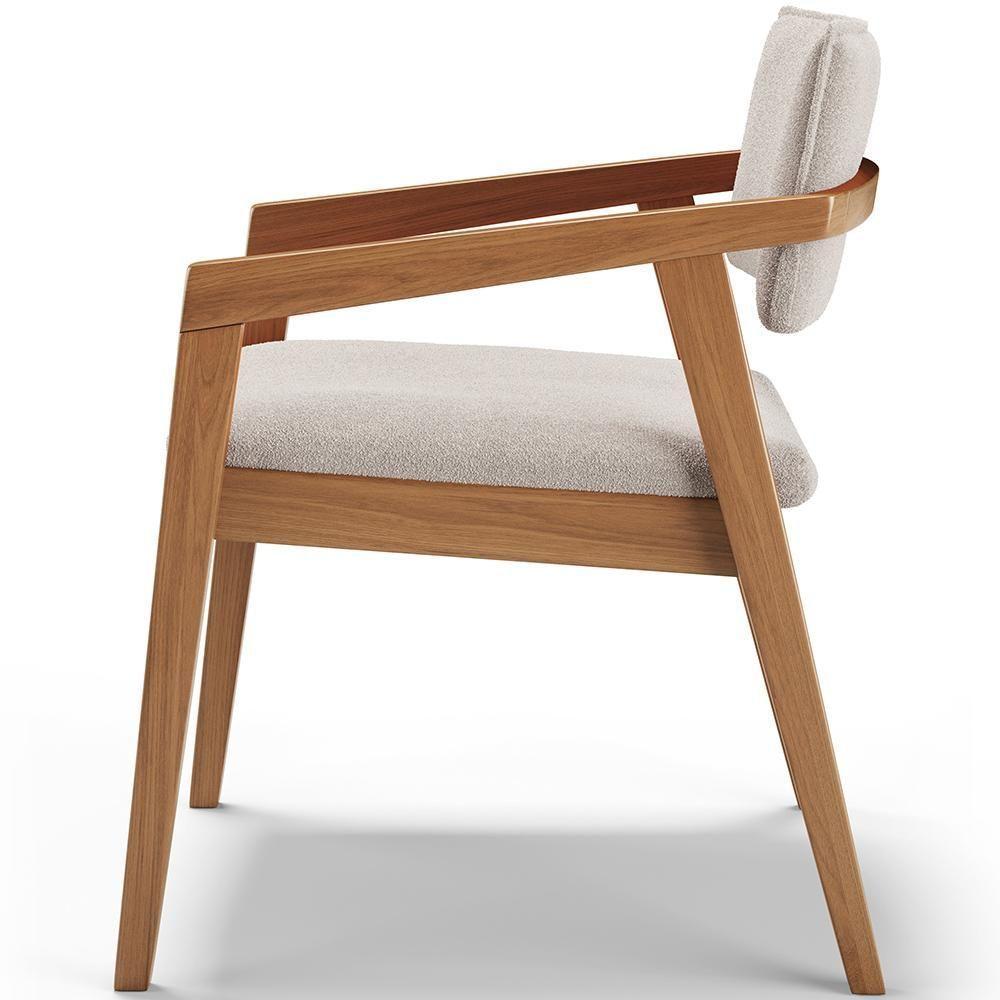 Cadeira Para Sala De Jantar Estar Living Giorgia B04 Bouclê Creme - Lyam Decor - 5