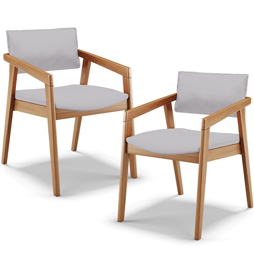 Kit 02 Cadeiras Para Sala De Jantar Estar Living Giorgia B04 Linho Cinza - Lyam Decor - 1