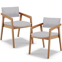 Kit 02 Cadeiras Para Sala De Jantar Estar Living Giorgia B04 Linho Cinza - Lyam Decor - 1