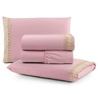 Jogo De Lençol Queen Suavitec Com Grippir 4 Peças - Rosê - 1