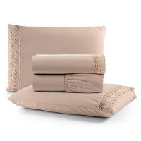 Jogo De Lençol Casal Suavitec Com Grippir 4 Peças - Avelã - 1