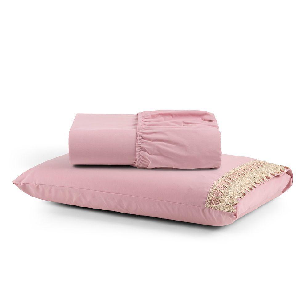 Jogo De Lençol Solteiro Suavitec Com Grippir 2 Peças - Rosê - 1