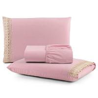 Jogo De Lençol Solteiro Suavitec Com Grippir 3 Peças - Rosê - 1