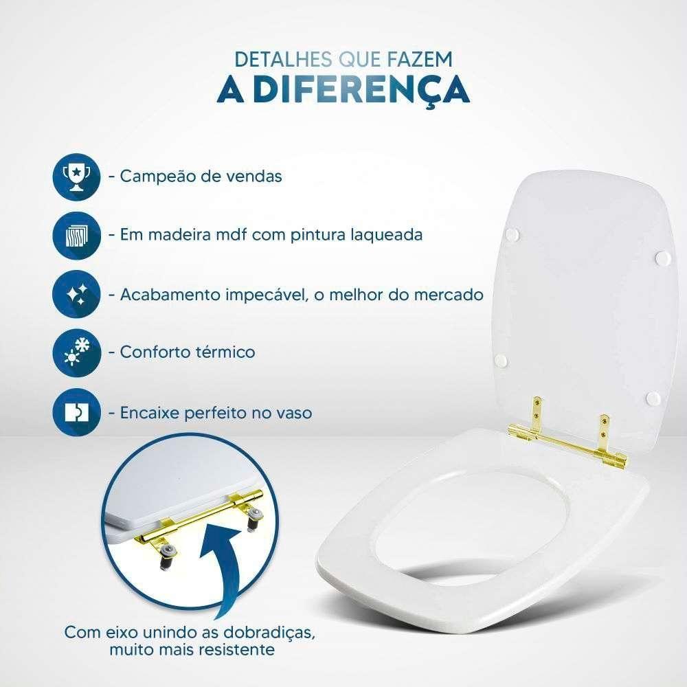 Assento Sanitário Stylus Pergamon Para Louça Celite Com Ferragem Dourada - 4