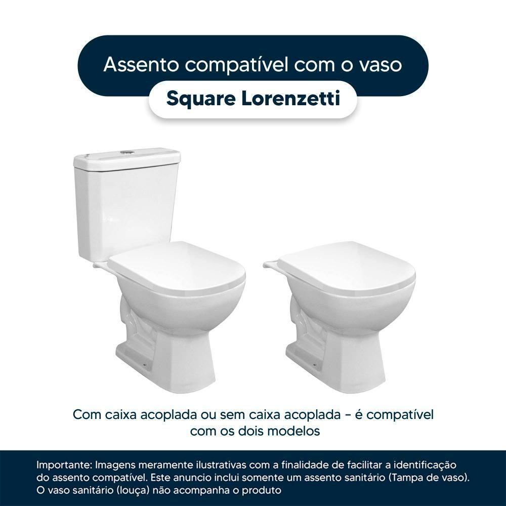 Tampa De Vaso Laqueado Square Cinza Claro Para Louça Lorenzetti - 4