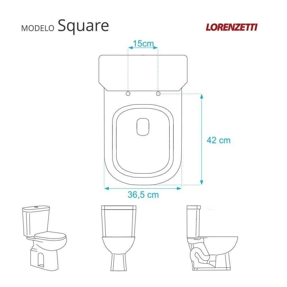 Tampa De Vaso Laqueado Square Cinza Claro Para Louça Lorenzetti - 5