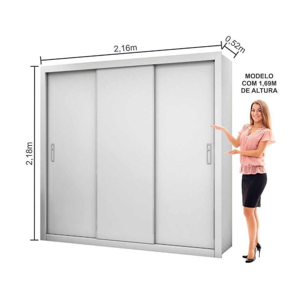 Guarda Roupa Ilhéus 3 Portas De Correr 4 Gavetas Carioca Branco - 6