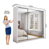 Guarda Roupa Roupeiro Isabela Master 3 Portas De Correr Com Espelho 4 Gavetas Carioca Branco - 6