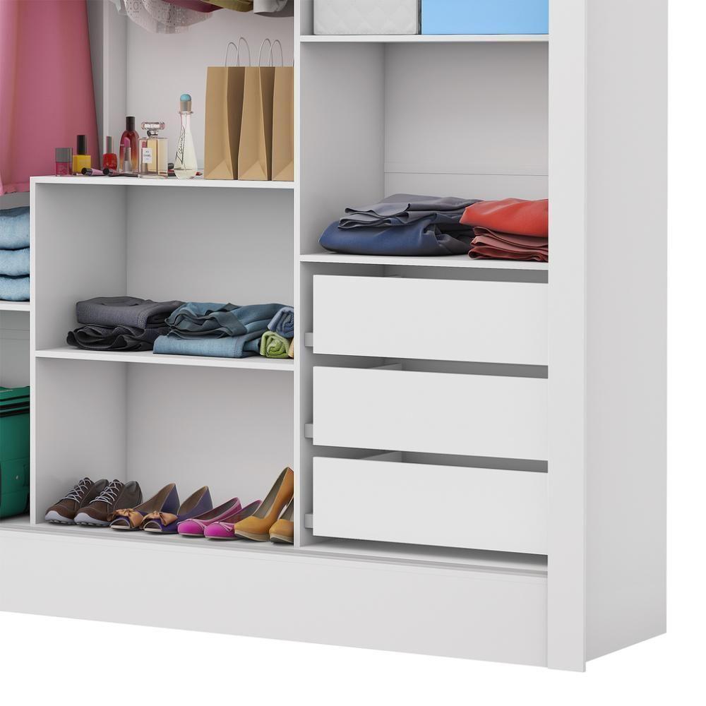 Guarda Roupa Dubai Com 3 Portas De Correr 3 Gavetas Carioca Branco - 2