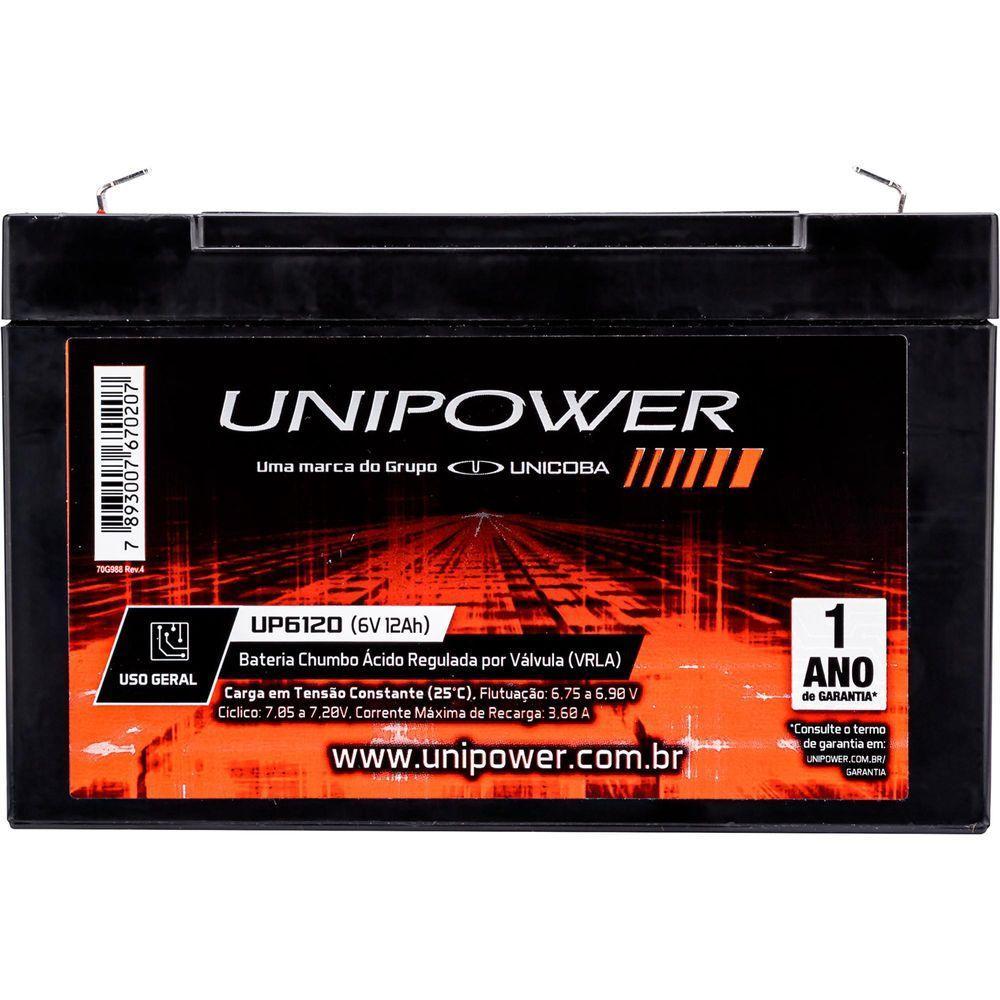 Bateria Estacionária Selada 6v 12ah Vrla Up6120 Unipower - 9