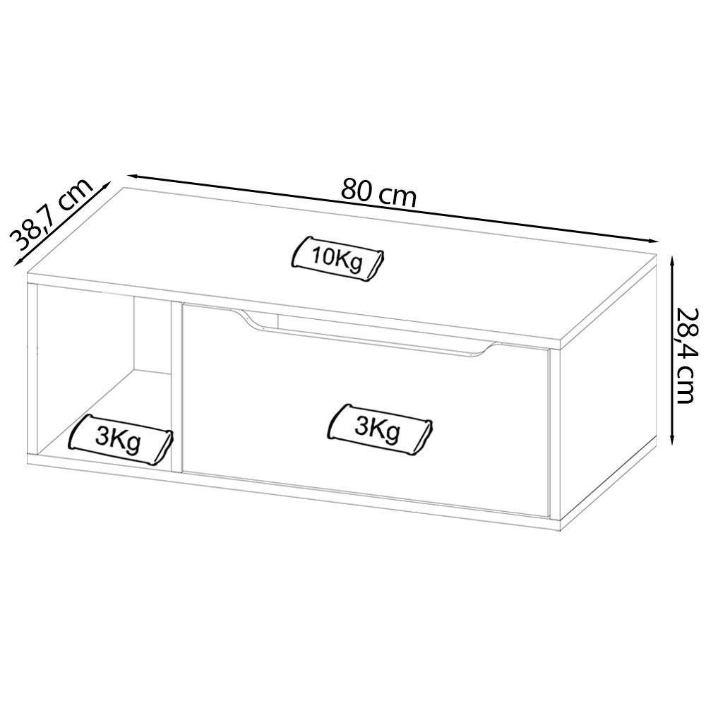 Gabinete 1 Porta Com Cuba Para Banheiro Bn3600x44 Amendoa Branco Tecno Mobili Amendoa Branco - 7