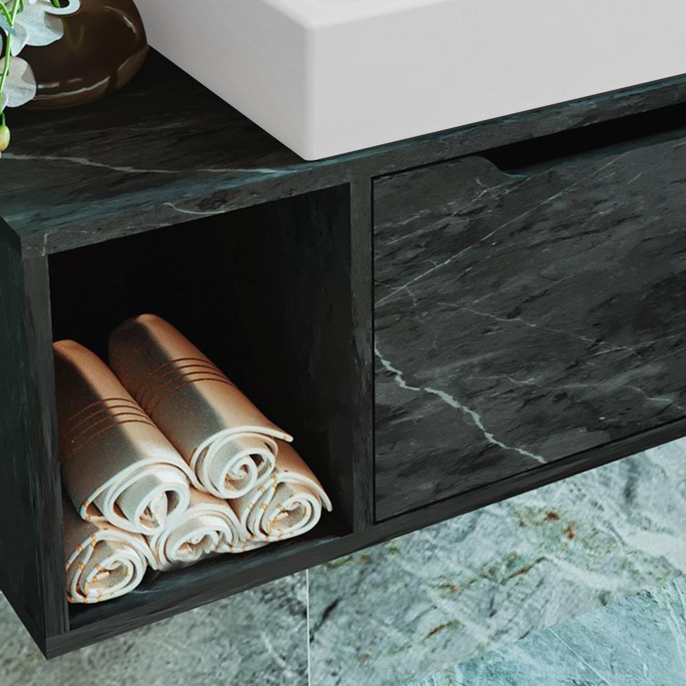 Gabinete 1 Porta Com Cuba Para Banheiro Bn3600x44 Marmore Lunar Tecno Mobili Marmore Lunar - 3