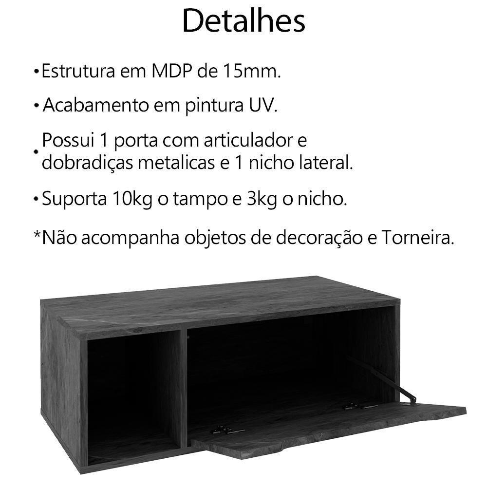 Gabinete 1 Porta Com Cuba Para Banheiro Bn3600x44 Marmore Lunar Tecno Mobili Marmore Lunar - 6