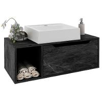 Gabinete 1 Porta Com Cuba Para Banheiro Bn3600x44 Marmore Lunar Tecno Mobili Marmore Lunar - 1