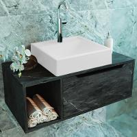 Gabinete 1 Porta Com Cuba Para Banheiro Bn3600x44 Marmore Lunar Tecno Mobili Marmore Lunar