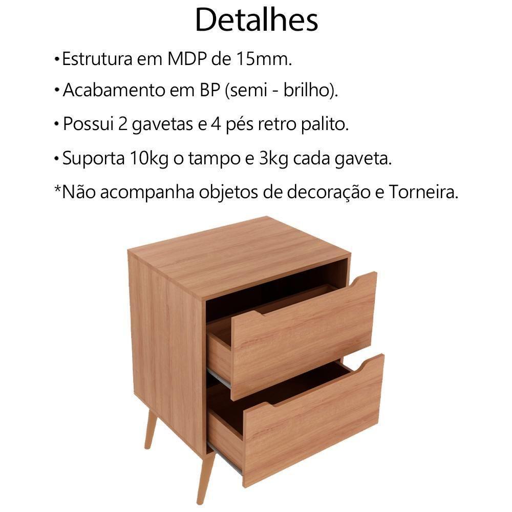 Gabinete 2 Gavetas Com Cuba Para Banheiro Bn3600x39 Amendoa Tecno Mobili Amendoa - 4