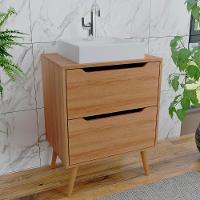 Gabinete 2 Gavetas Com Cuba Para Banheiro Bn3600x39 Amendoa Tecno Mobili Amendoa - 3