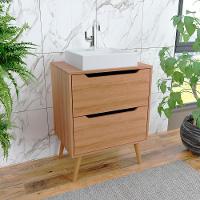 Gabinete 2 Gavetas Com Cuba Para Banheiro Bn3600x39 Amendoa Tecno Mobili Amendoa - 9