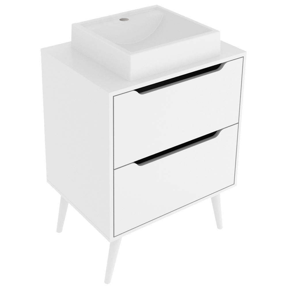 Gabinete 2 Gavetas Com Cuba Para Banheiro Bn3600x39 Branco Tecno Mobili Branco - 1