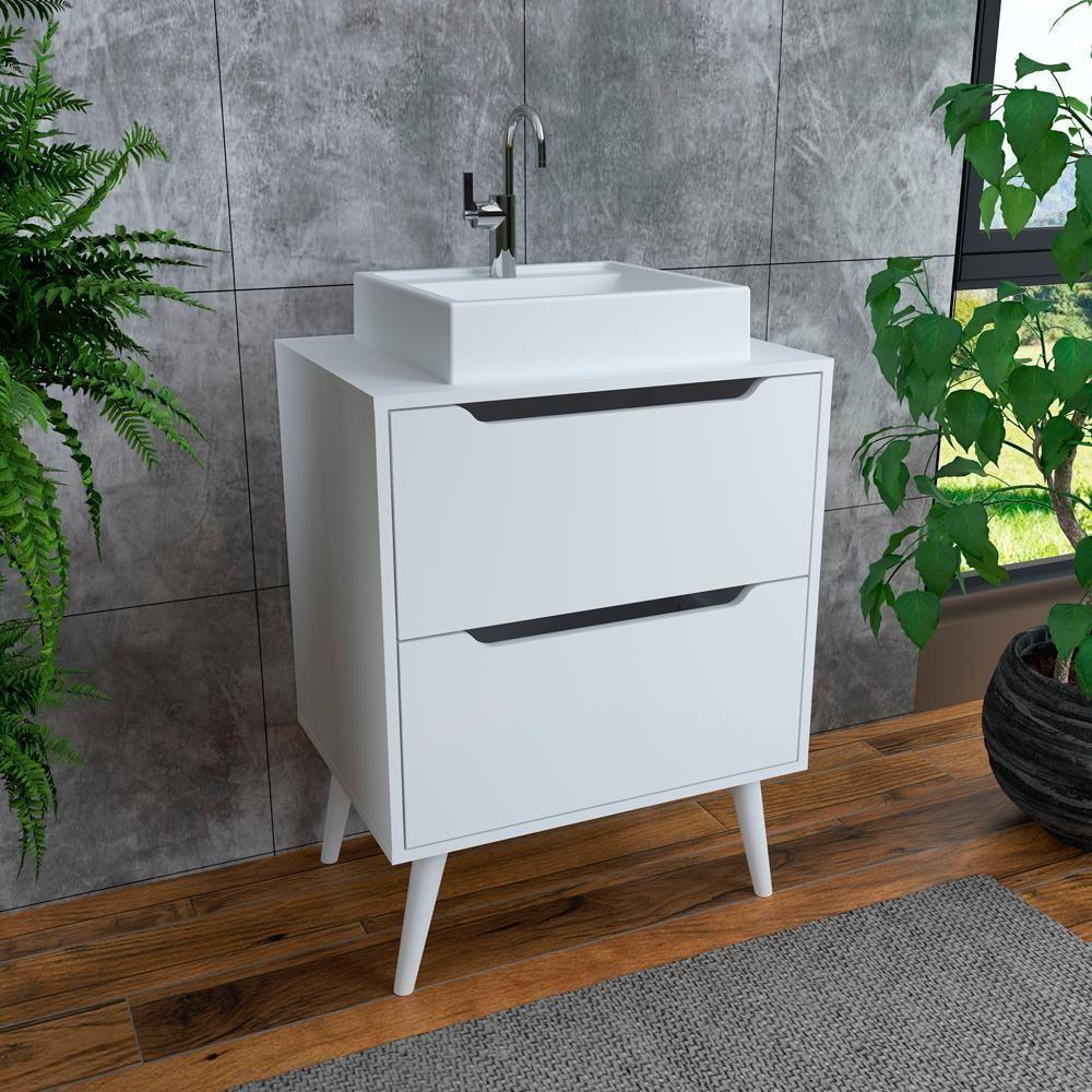 Gabinete 2 Gavetas Com Cuba Para Banheiro Bn3600x39 Branco Tecno Mobili Branco - 2