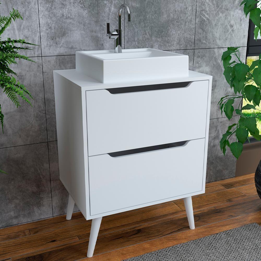 Gabinete 2 Gavetas Com Cuba Para Banheiro Bn3600x39 Branco Tecno Mobili Branco - 3