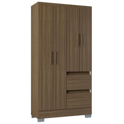 Guarda Roupa Solteiro 4 Portas 91 Cm 948 Castanho Poqq Castanho