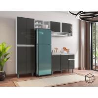 Balcão Para Cozinha E Armário Aéreo Vanessa Com 5 Peças Branco-cinza - 2