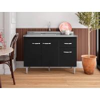 Balcão Armário Para Cozinha Com Tampo 120 Cm Gabriela Preto Fosco - 2