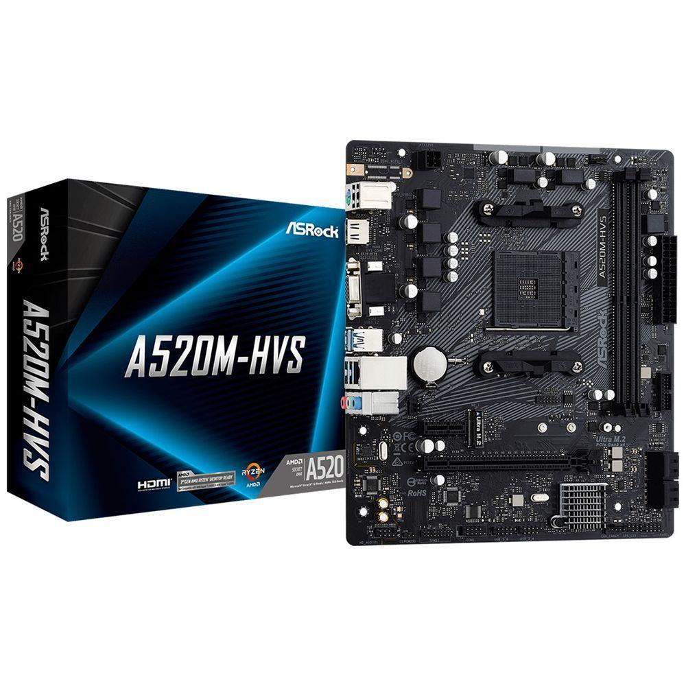 Placa Mãe Asrock A520m-hvs, Amd Am4, Ddr4, Micro Atx - 1