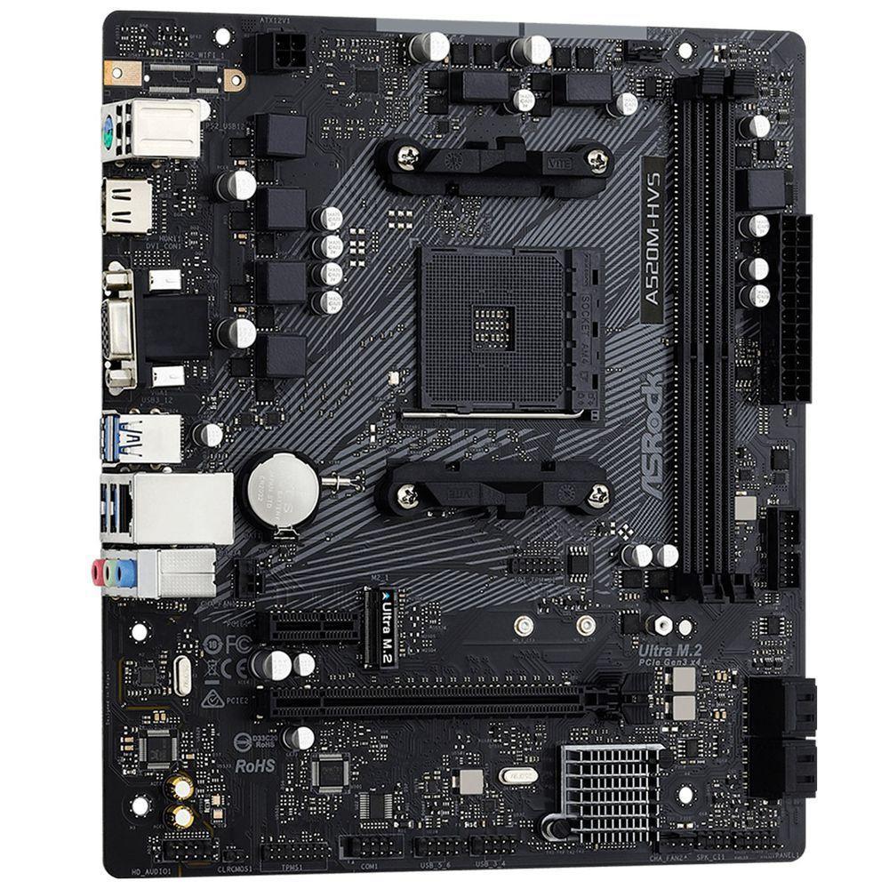 Placa Mãe Asrock A520m-hvs, Amd Am4, Ddr4, Micro Atx - 3
