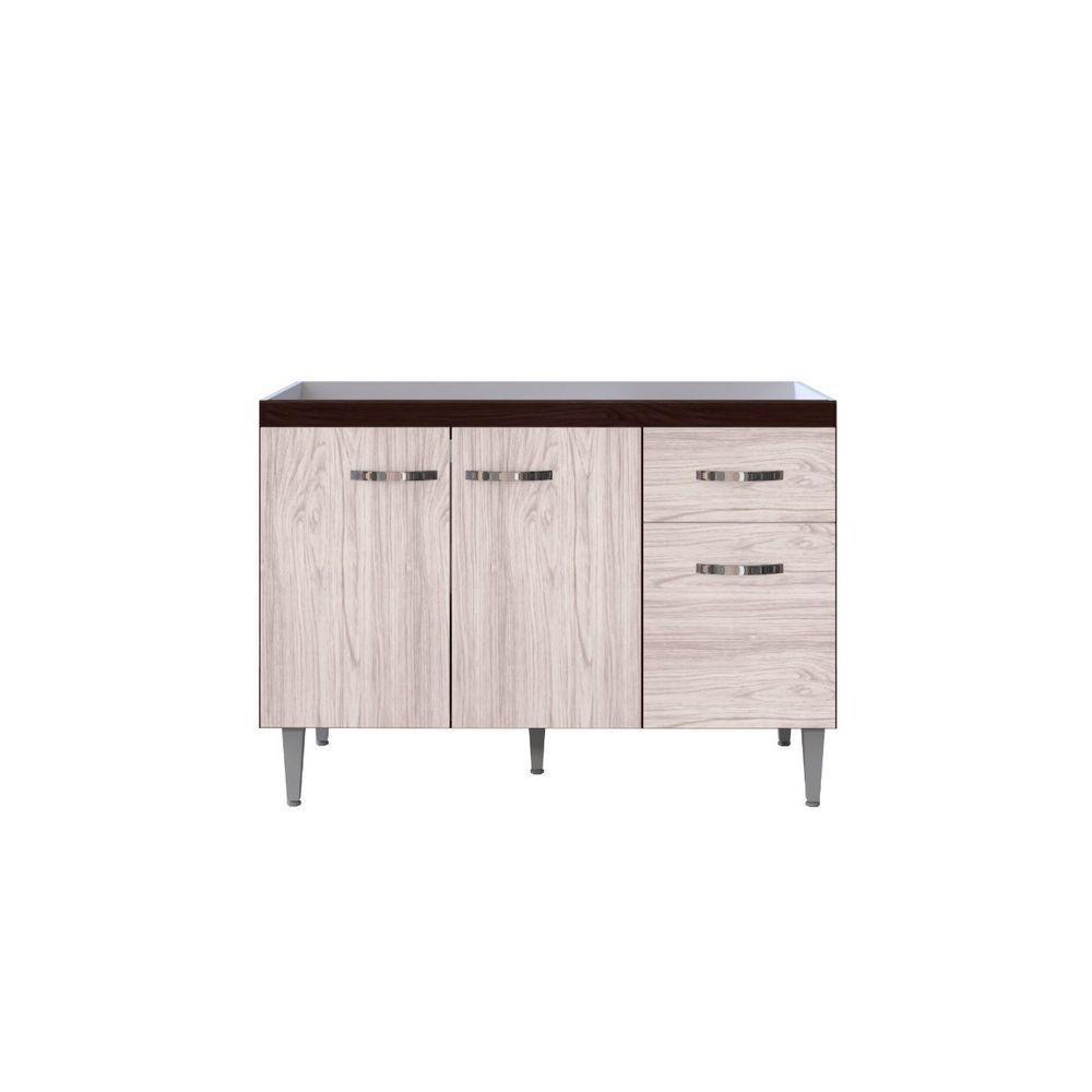 Balcão Armário Para Cozinha Com Tampo 120 Cm Gabriela Castanho-avelã - 1