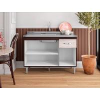 Balcão Armário Para Cozinha Com Tampo 120 Cm Gabriela Castanho-avelã - 2